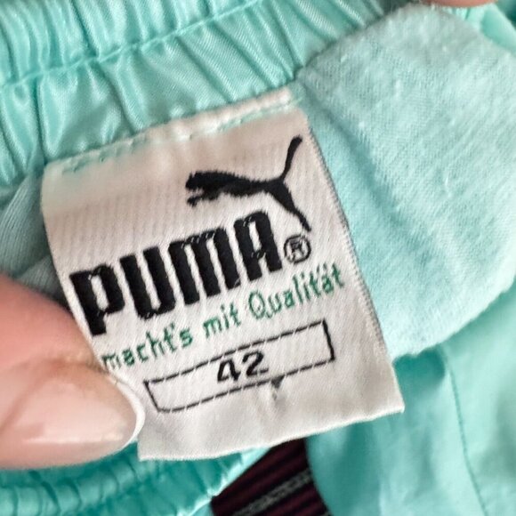 Vintage Puma Volleyball Print Turquoise Bright 2 Piece Warm up Track Suit 42/M - Picture 2 of 16